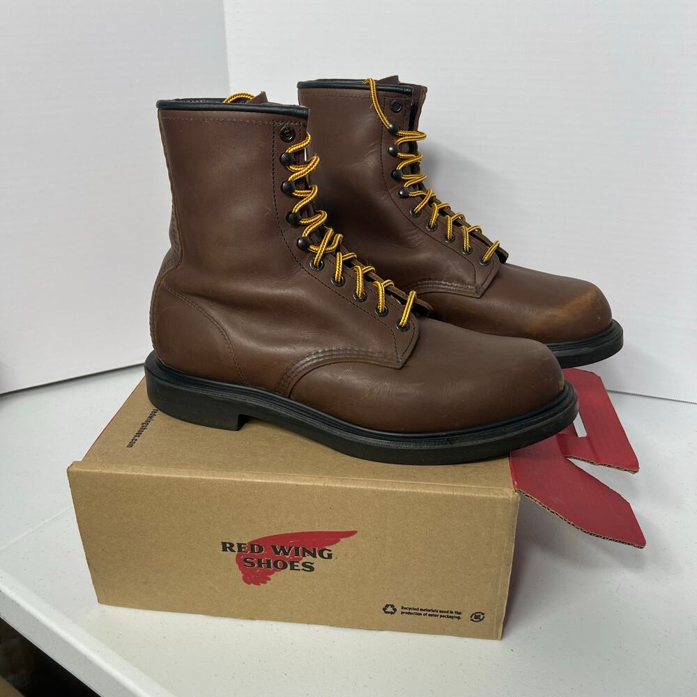 Red Wing 953 SuperSole Men’s 10 D Brown Leather 8” Work Boots Made in USA w/ Box